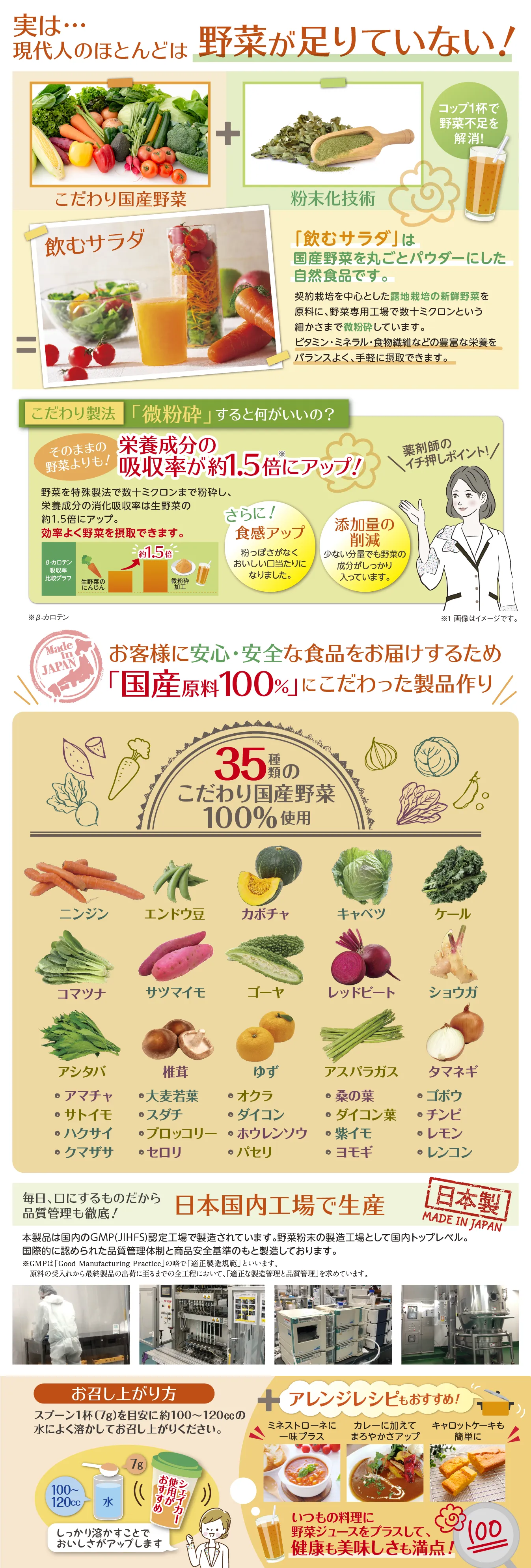 健康補助食品 1日分の緑黄色野菜 飲むサラダ